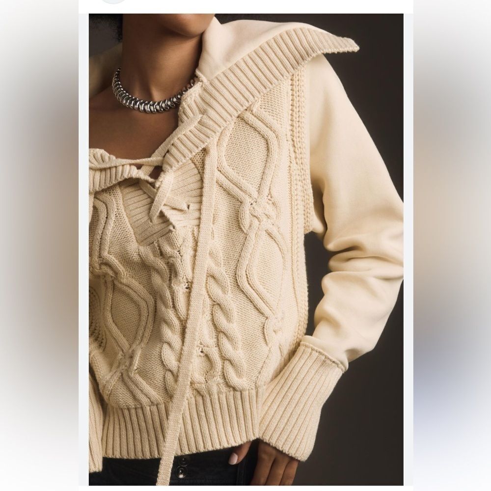 By Anthropologie Pilcro Cable Laced Twofer Sweater size XS
